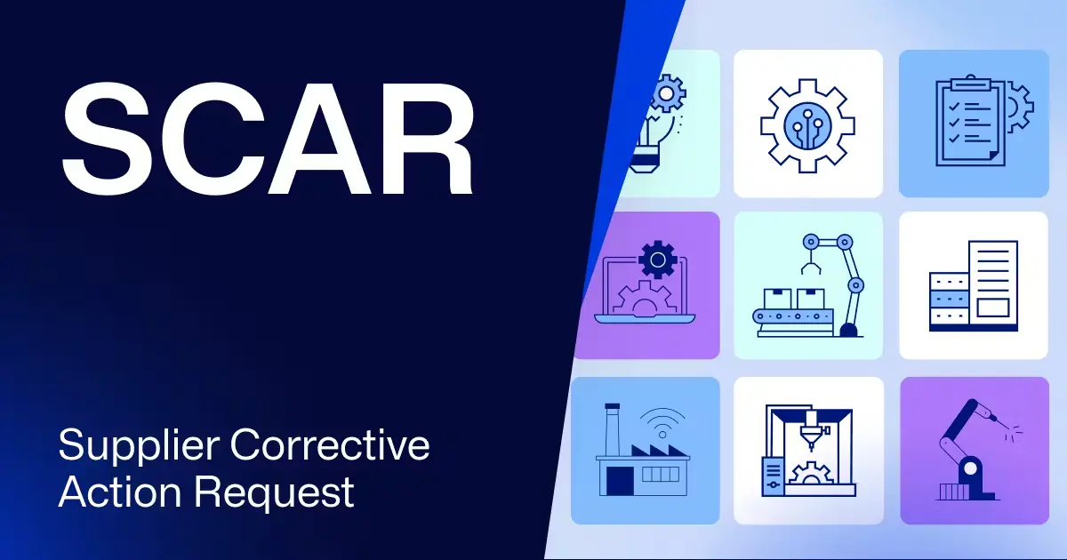 Graphic showing elements of supplier corrective action request (SCAR)